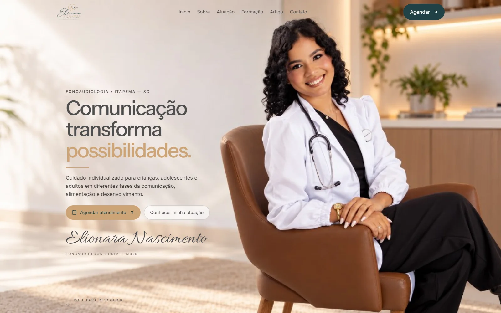Captura real do site Elionara Nascimento — desktop